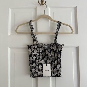 NWT Need Supply Farrow Smocked Daisy Crop Top Sz L